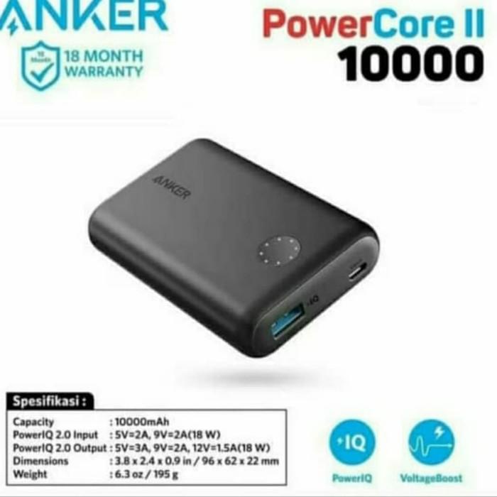 Powerbank Power Bank Anker Power Core Ii 10000 Mah A1230 Hitam