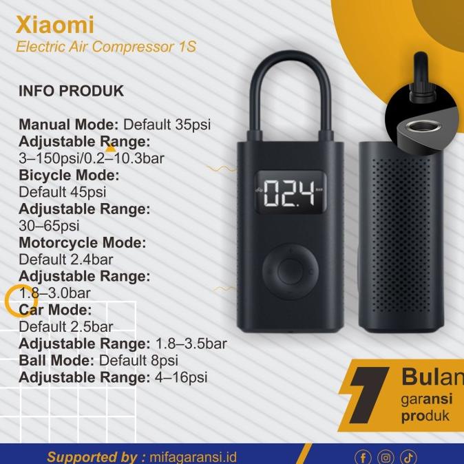 Xiaomi Mijia Elektrik Air Pump 150PSI Pompa Ban Sepeda Motor Mobil