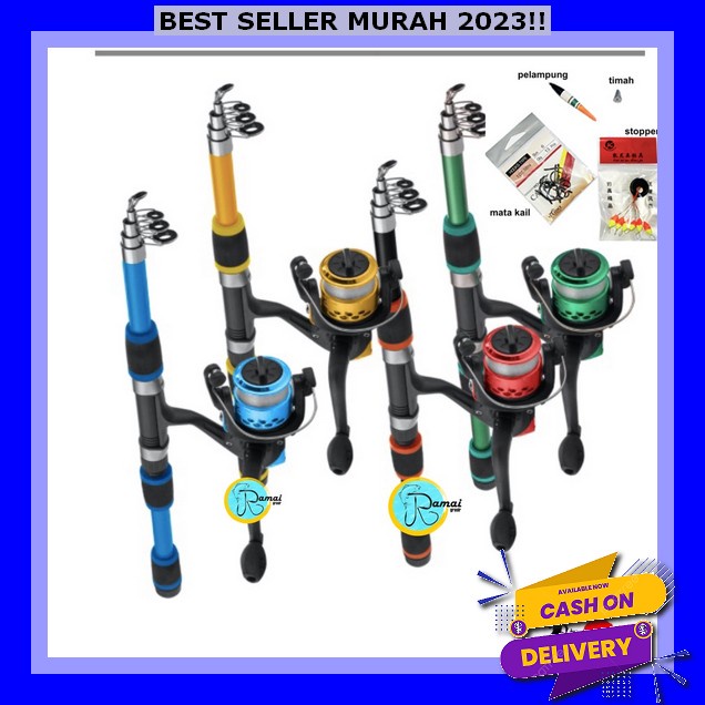 Sougayilang Pancingan Set Lengkap Joran Pancing Fishing Rod Casting Reel 2 Section 1 8-2.1M Cast Car