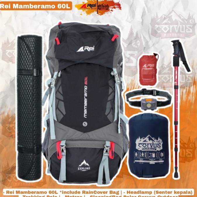 Paket Hemat alat pendakian gunung Carrier REI Arei Mamberamo 60L