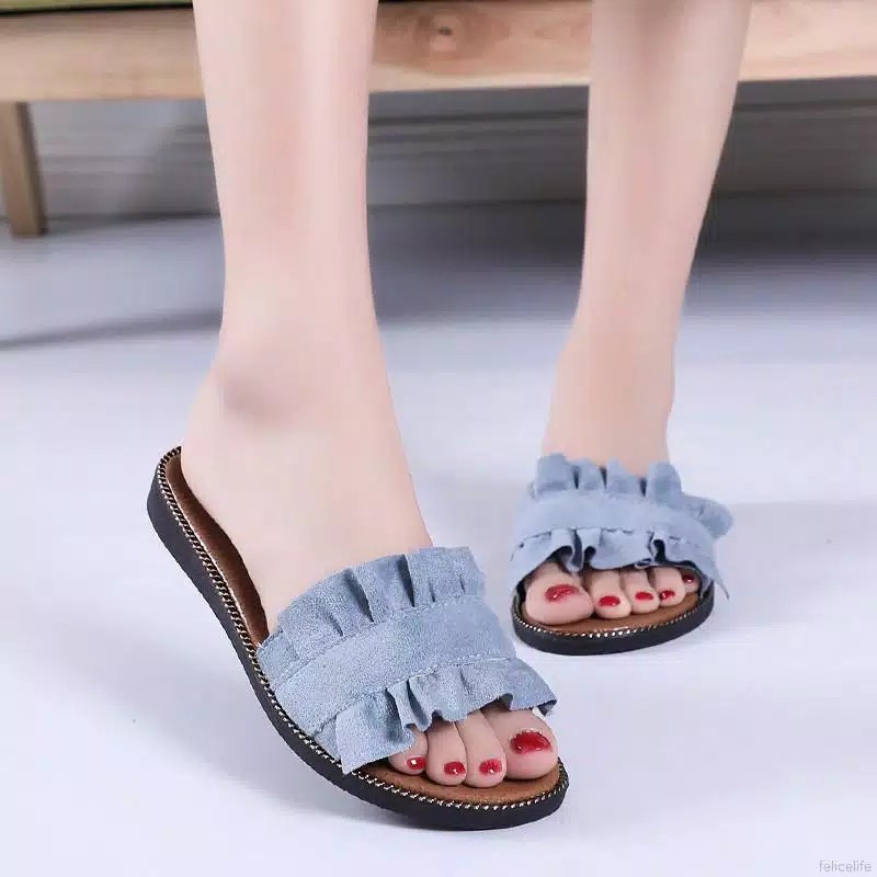 flash sale 7,7 Slip Sandal Wanita Kerut