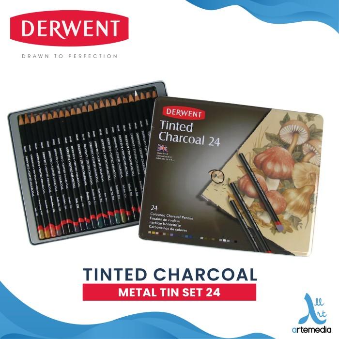 

Charc Pensil Arang Derwent Tinted Charcoal Pencil Color 24 Metal Tin Set