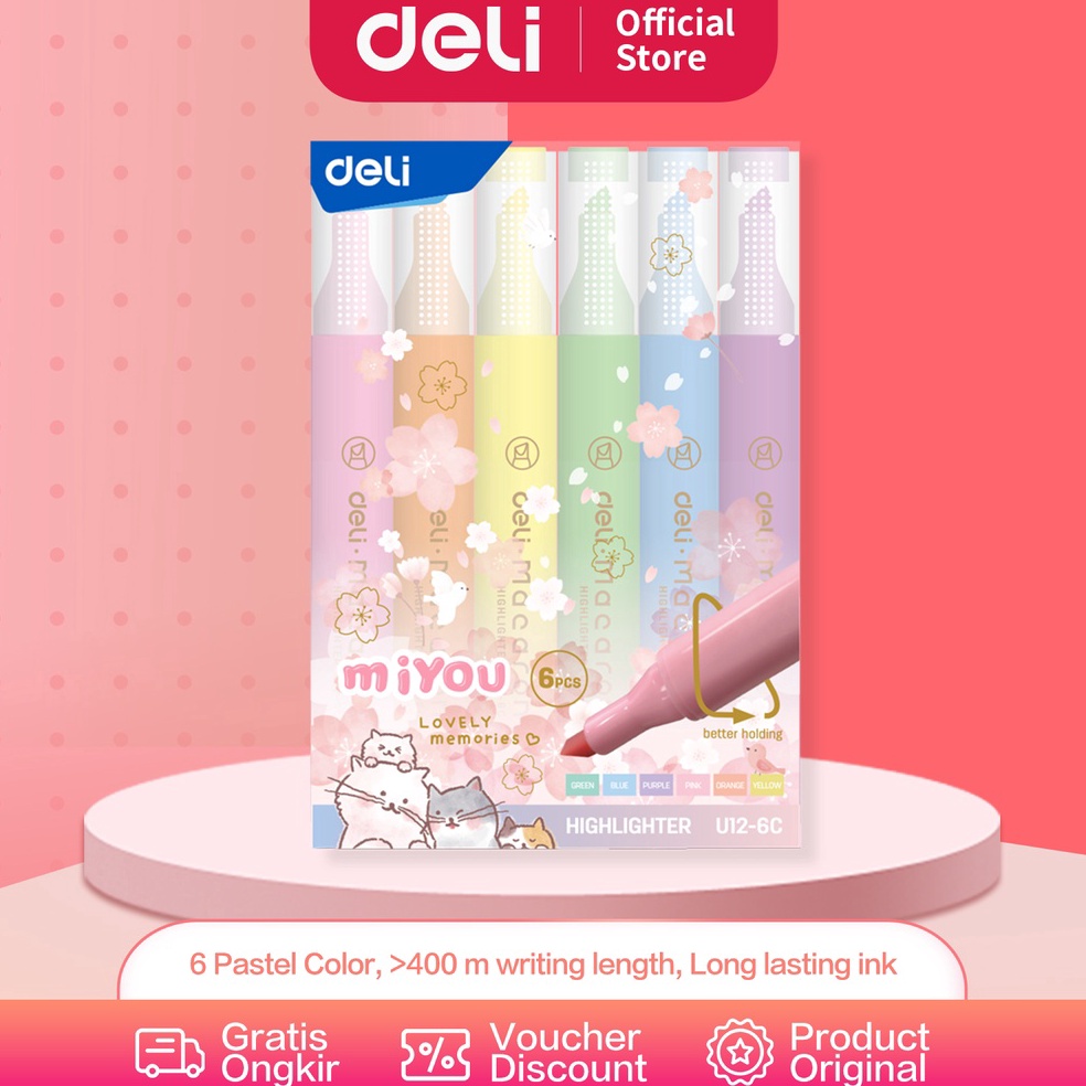 

CK59 Deli Highlighter Penanda Warna Pastel 1 Set Isi 6 Warna Cerah dan Soft Kemasan Mika Lucu EU12-6C ←Diskon