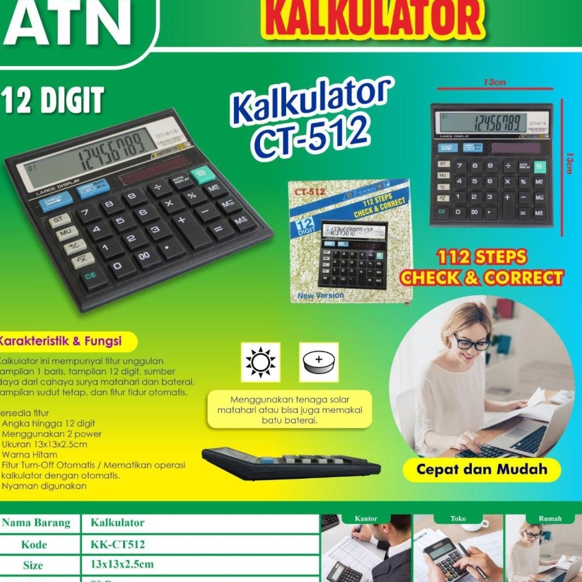 

>D2289) ⭐⭐⭐⭐⭐ Kalkulator Calculator Model Citizen CT512 CT 512 12 Digit
