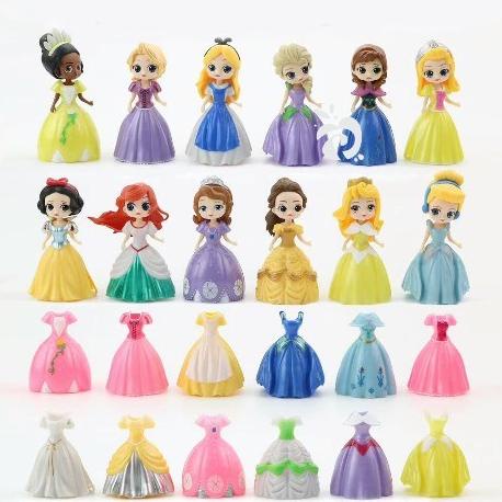 Princess Frozen Sofia Ganti Baju 12 Dress 24 Mainan Figure Set FG711