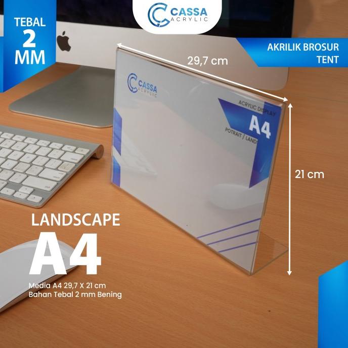 

}}}}}}] TEMPAT BROSUR / TENT HOLDER AKRILIK DISPLAY LANDSCAPE A4 TIPE L