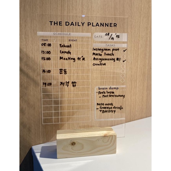 

The Daily Planner Acrylic Akrilik Free Marker dan Kayu Penyangga