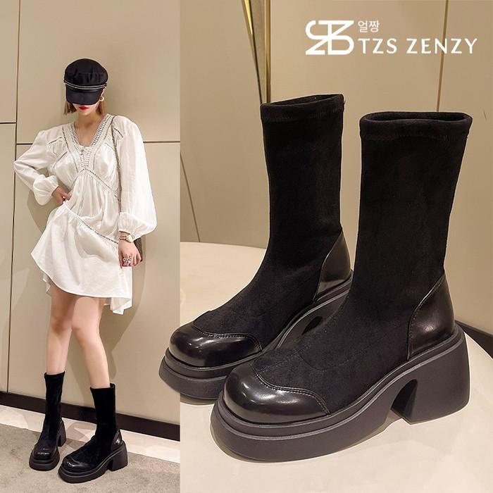 Terlaris Tzs Zenzy Yeoldora Boots Korea Inspired Design - Sepatu Boots Wanita