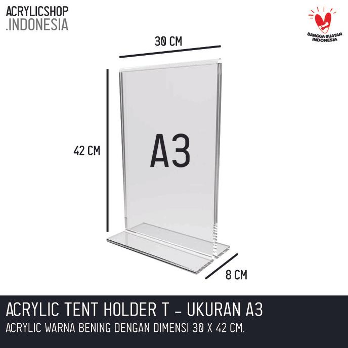 

Akrilik Tempat Brosur A3/Acrylic Tent Card Holder Stand 2sisi A3 TypeT hen01