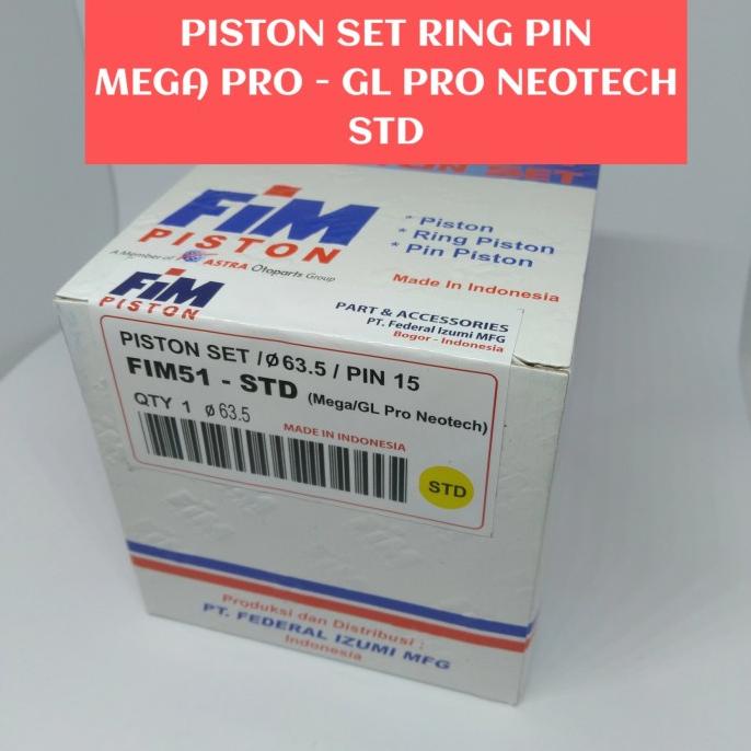 jual Piston Mega pro Std Piston GL Pro Neotech Std FIM Set Ring Pin STD
