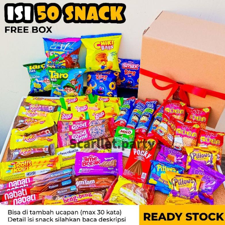 

[Free Box] Paket Hampers Snack Isi 50 Pcs Snack Lebaran Kado Ulang Tahun Birthday Ultah Wisuda Anniversary Sidang Sempro Chiki Makanan Coklat Kado Anak Imlek Lebaran Buket Snack Bouquet Snack Box Idul Fitri Chiki Wafer Imlek Kado Valentine