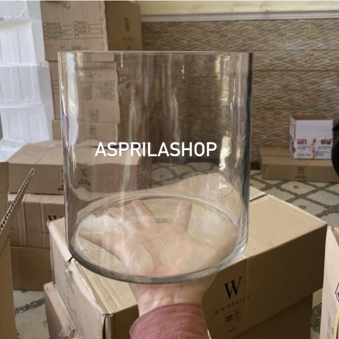 vas bunga silinder besar vas tabung kaca diameter 20cm tinggi 20cm