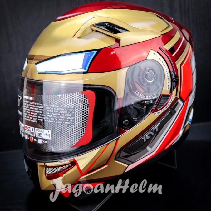 new helm kyt helm k2 rider marvel iron man | red maroon gold | double visor