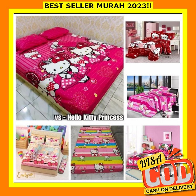 Promo Sprei Homemade Karakter Berkualitas Ukuran 160*200*20Cm || Queen Size Sprei Hello Kiti Seprei 