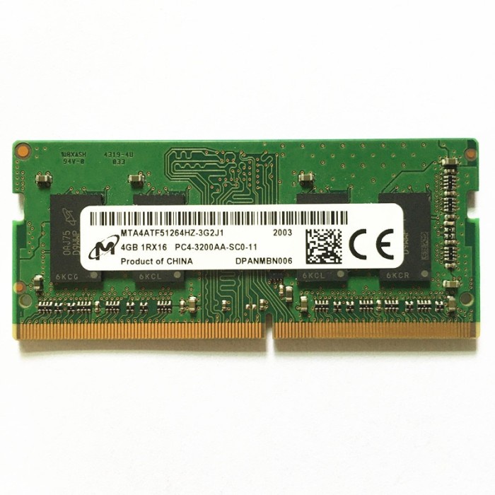 Memory RAM Laptop Sodimm Micron DDR4-3200 4GB PC-25600 support DDR4-2133 DDR4-2400 DDR4-2666