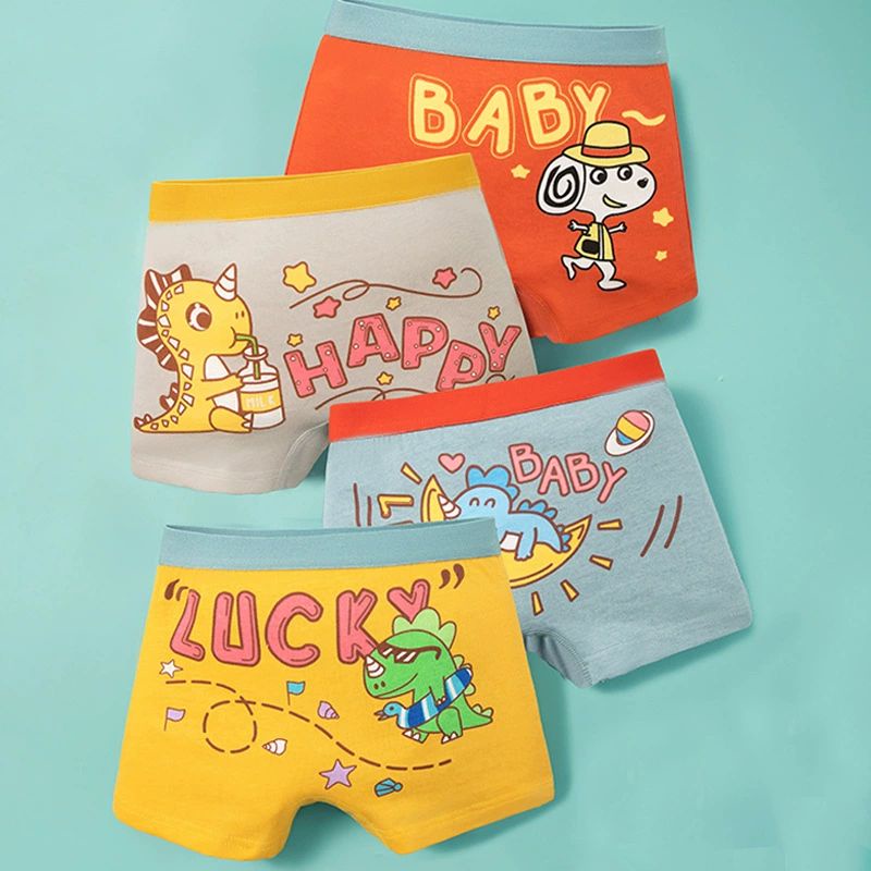 (2-10 Tahun) 4 PCS Katun Murni CD Celana Dalam Anak Laki Laki Celana Dalam Boxer Anak celana dalam bayi