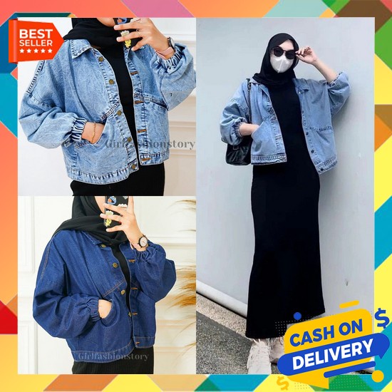 Jaket Jeans Wanita Terbaru 2023 Oversize Jumbo Crop Korean Style Import Kekinian Motif Ld 120 130 14