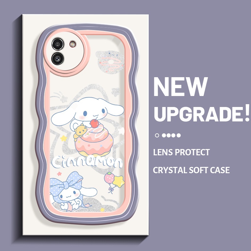 Casing Ponsel untuk Samsung A03 Core A03s A02s M02s Case mode pola Cinnamoroll warna-warni pinggiran