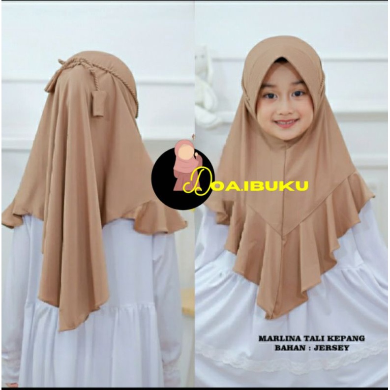 Hijab Anak Bergo Pet Ropel MARLINA 4 Sampai 8 TAHUN Original Jersey Premium || Hijab Perempuam Tali 