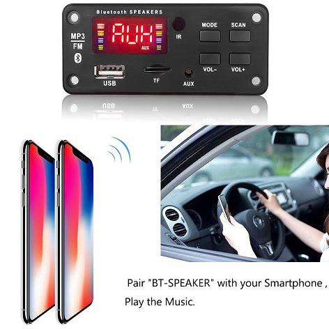 CHE055 Kit Modul Mp3 Player Bluetooth Wireless 5.0 Module Decoder Speaker Audio Board Car Digital Display Led LCD Red **