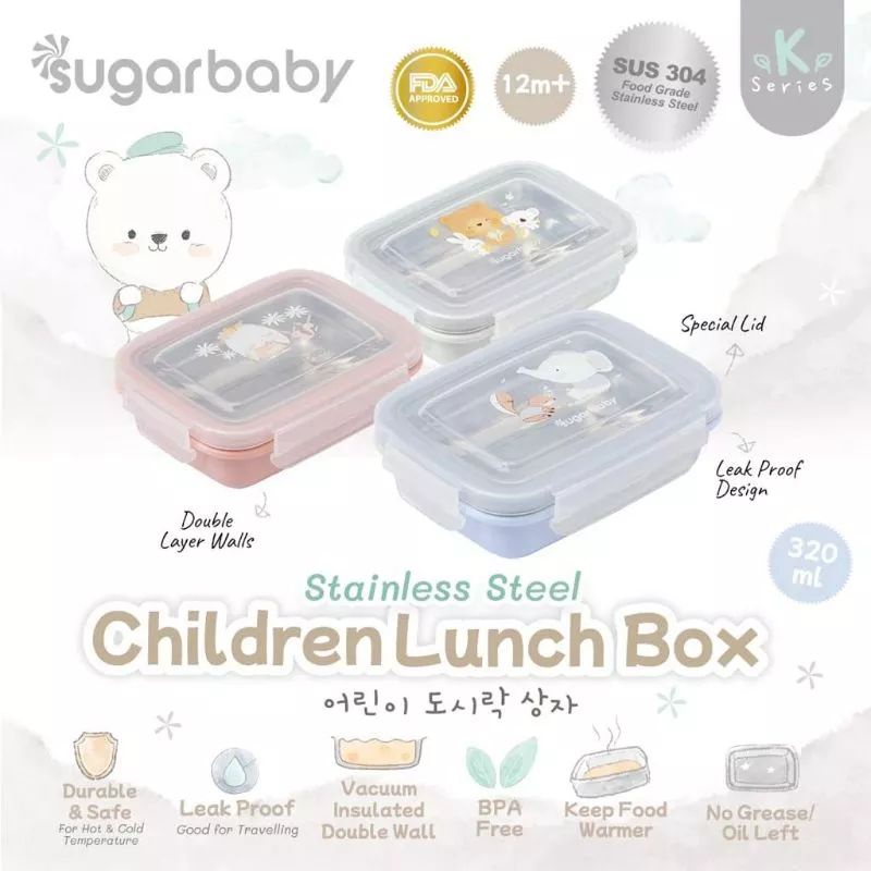 Sugar Baby Stainless Steel Children Lunch Box / Tempat Bekal Anak / Kotak Makan Anak