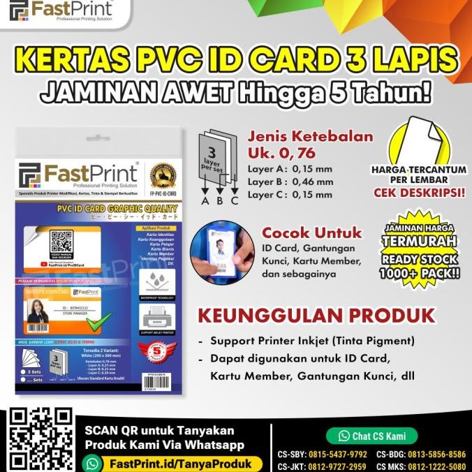 

Lembaran PVC Bahan ID Card Blank Fast Print A4 Isi 5 Set ffs01