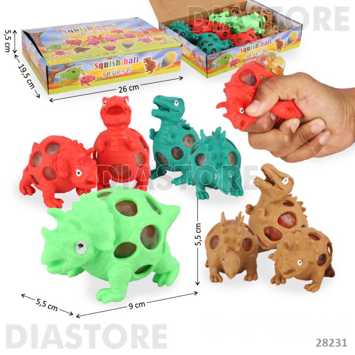 [GROSIR] 12 Pcs Mainan Stress Ball/Squish Ball Dinosaurus Squish Ball Series