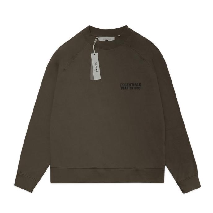 FOG Essentials Solid Velvet Text Sweatshirt Dark Olive