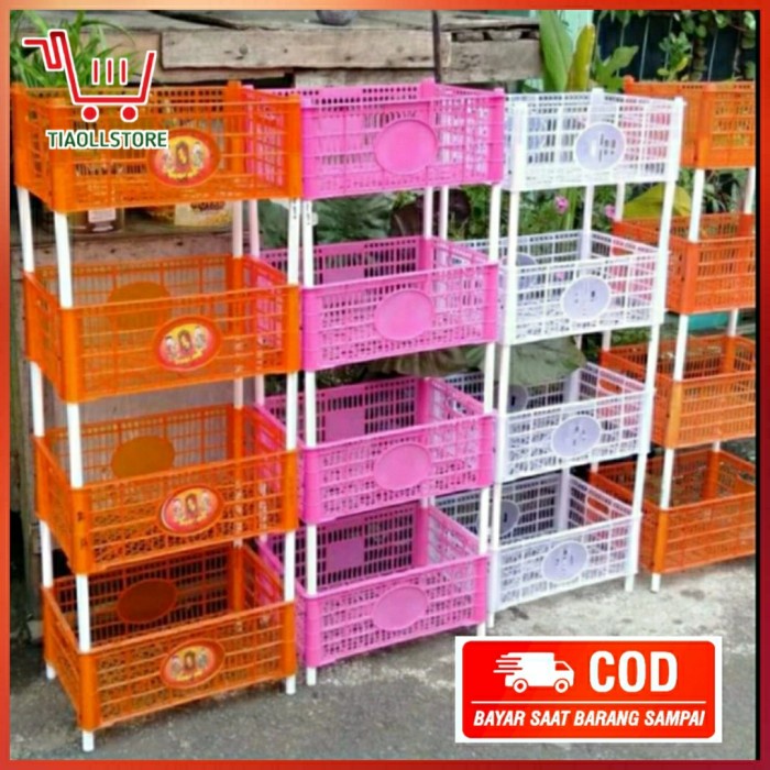 Terlaris Rak 4 Susun Plastik Serbaguna Murah