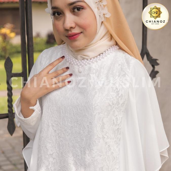 Baju Gamis Putih / Busana Muslim / Baju Muslim Wanita #152 STD - Putih Tulang, L