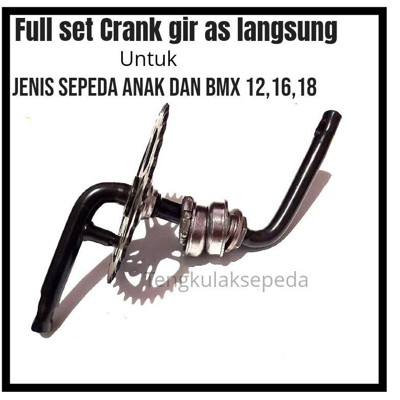 ANA171 Full Set Gir As Langsung Crank Sepeda Bmx Anak Ukuran 12" 16" 18" +