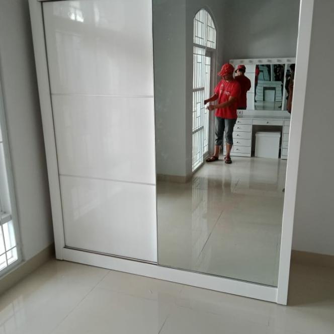 Lemari Pakaian 2 Pintu Sliding Jumbo Duco+Hpl /Lemari Baju Hpl/Duco