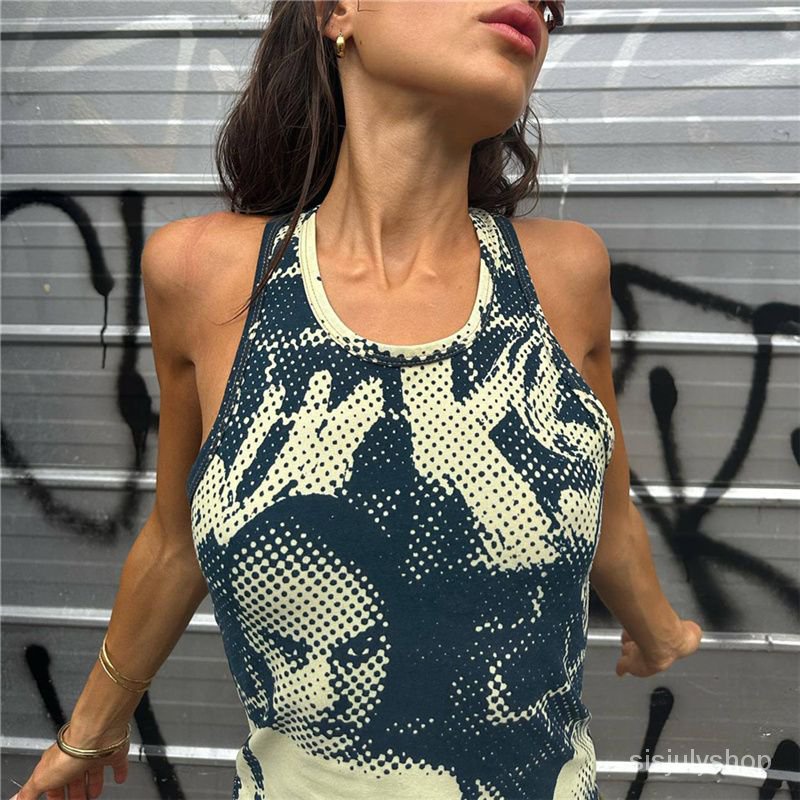 [✅BISA COD] #Sisjuly# Atasan Y2K Wanita / Atasan Tank Top Slim Fit Potret Vintage Amerika Wanita / A