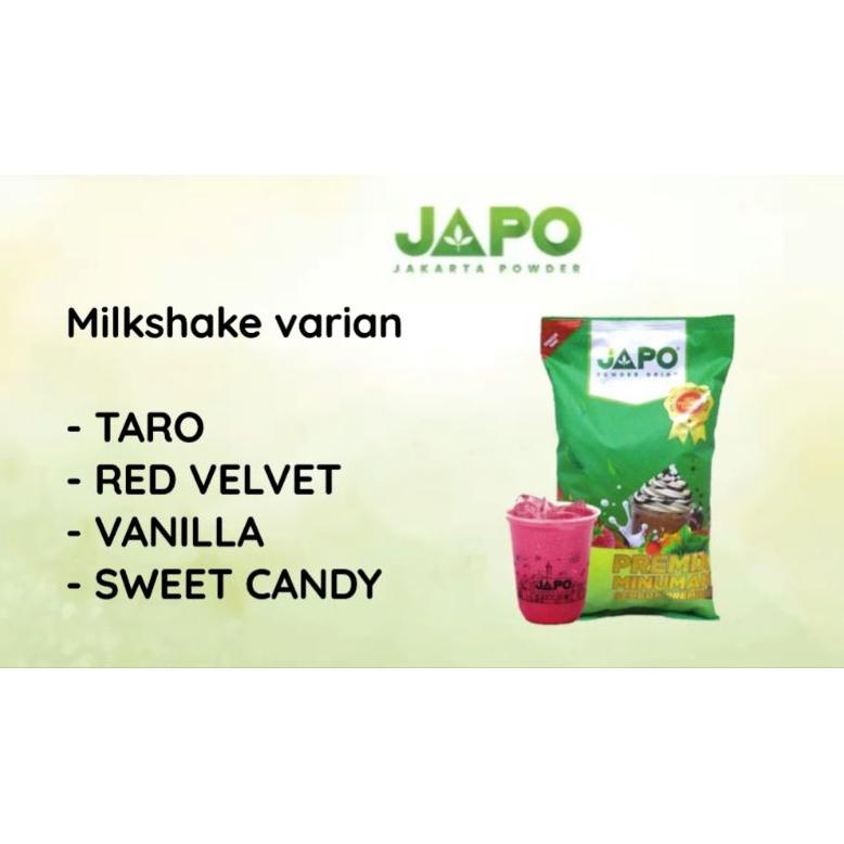 

Milkshake JAPO1kg,Taro/Vanilla/Redvelvet/sweetcansy. serbukminuman/bubukminuman Best Seller