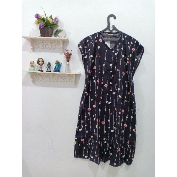 Daster Ruffle Premium - Bunga hitam