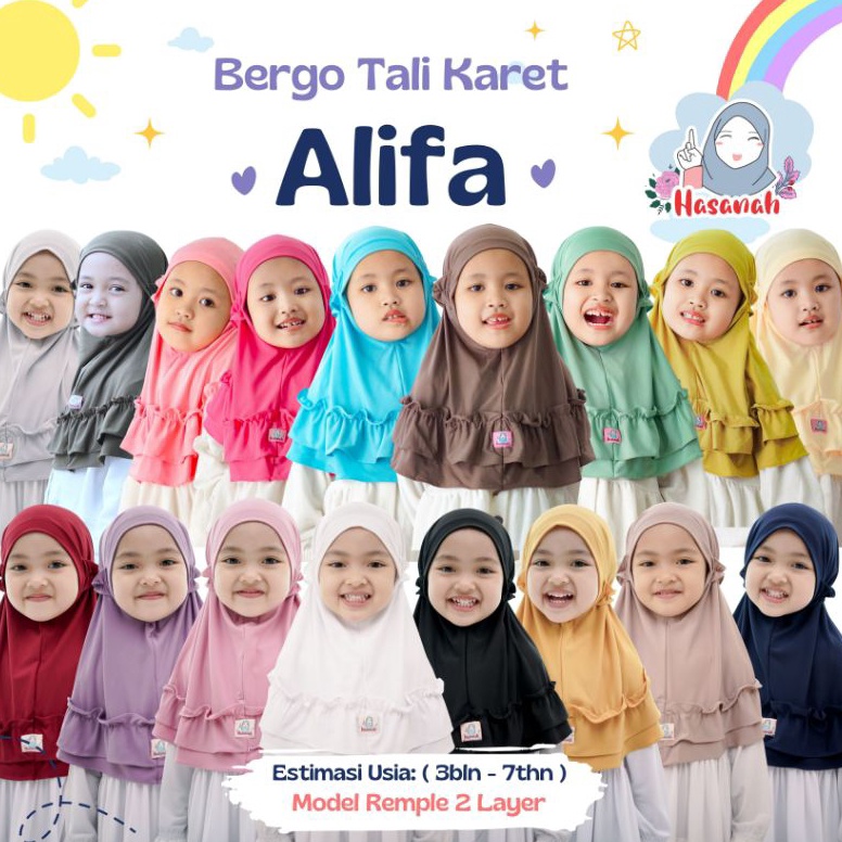 REKOMENDASI Jilbab anak bergo Alifa kerudung anak tali karet