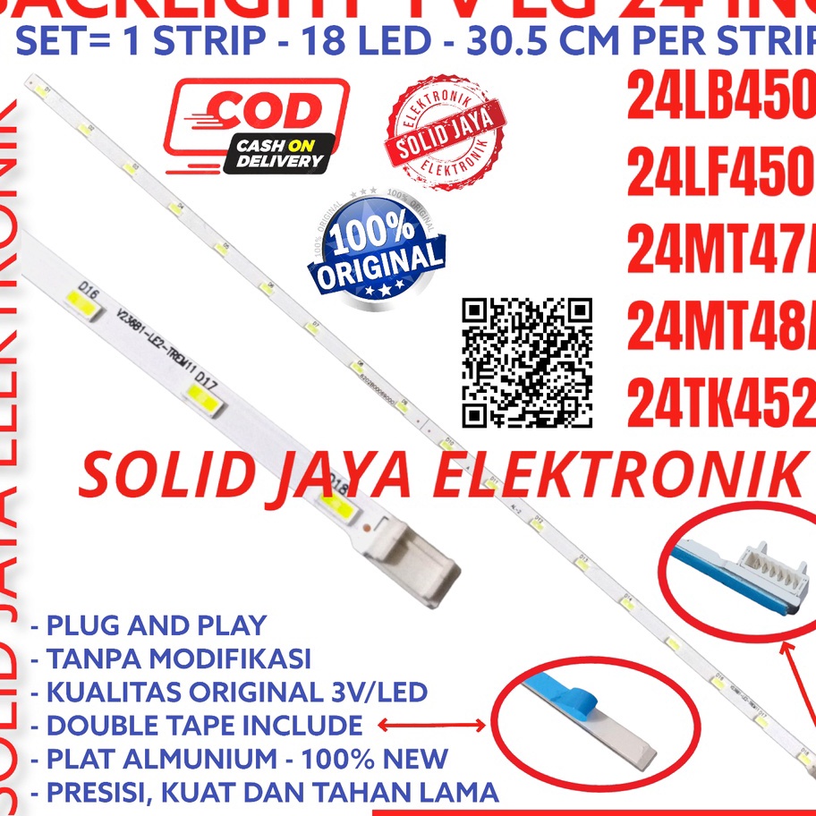 ➹→❆❂ BACKLIGHT TV LED LG 24 INC 24LB450 24LF450 24MT47 24MT48 24TK542 A LAMPU BL LED SMD LIDI STRIP 
