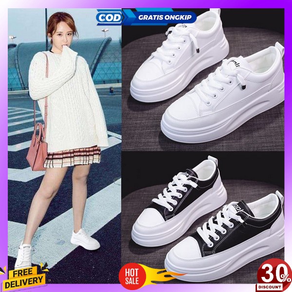 Sepatu Sekolah Remaja Smp Sma Sneakers Wanita Kekinian Srs Cewek Hits Murah Spatu Kets Korean Style 