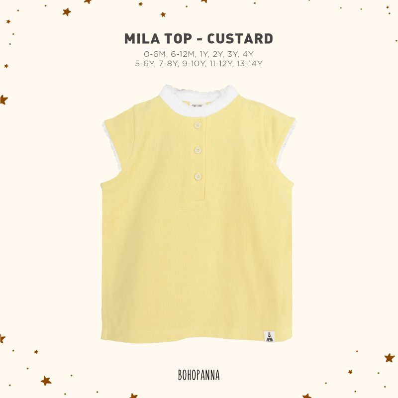 Mila Top Bohopanna Size 5-6Y sampai 13-14Y B50 / Atasan Anak Perempuan Polos / Atasan Anak Cewek Lacos / Atasan Anak Perempuan Polo Bohopanna