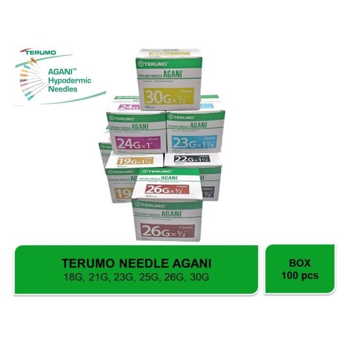 Terumo Needle Agani/ Jarum Terumo 18G 19G 21G 23G 25G 26G 30G