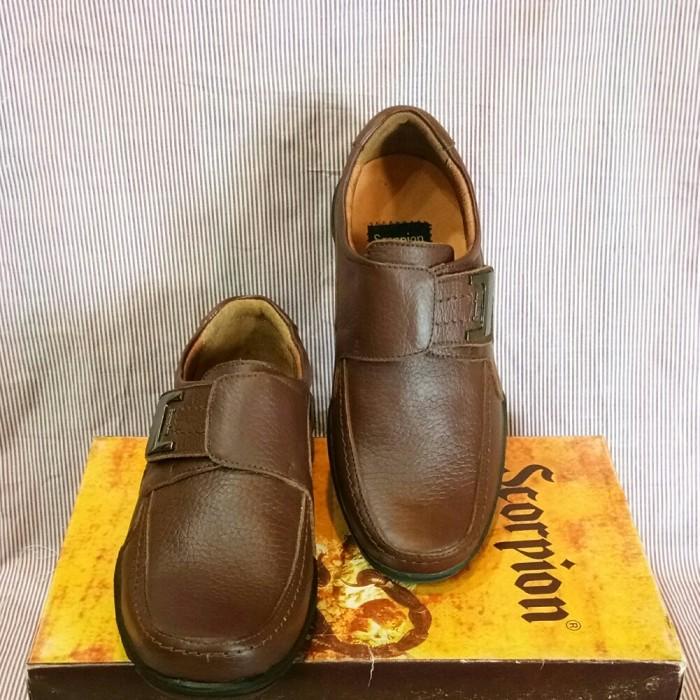 Sepatu Pantofel Scorpion Pria Formal Kerja Kulit Asli -9308 Brn
