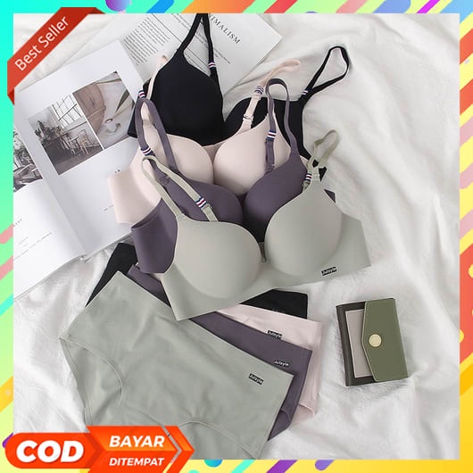 *Sjpop* - Bra Set Bh+Cd Wanita 1 Set Olahraga Pakaian Dalam Wanita Bra Bh Sport Yoga Gym Lari Wanita