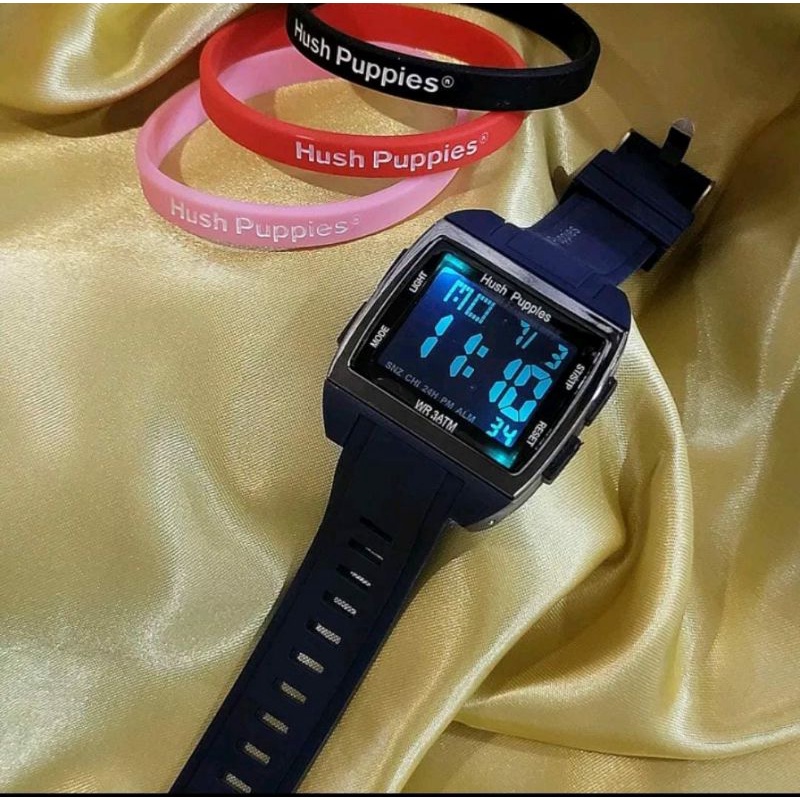 Big Sale! Jam Tangan Hush Puppies Free Gelang Random Terlaris Digital Pria Wanita Kasual Tahan Air Berenang