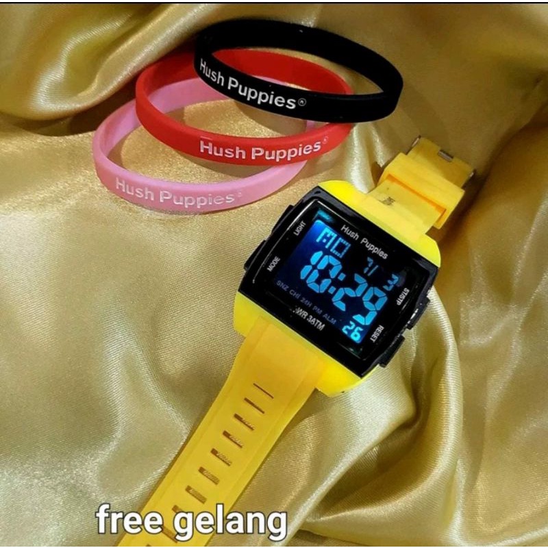 Big Sale! Jam Tangan Hush Puppies Free Gelang Random Terlaris Digital Pria Wanita Kasual Tahan Air Berenang