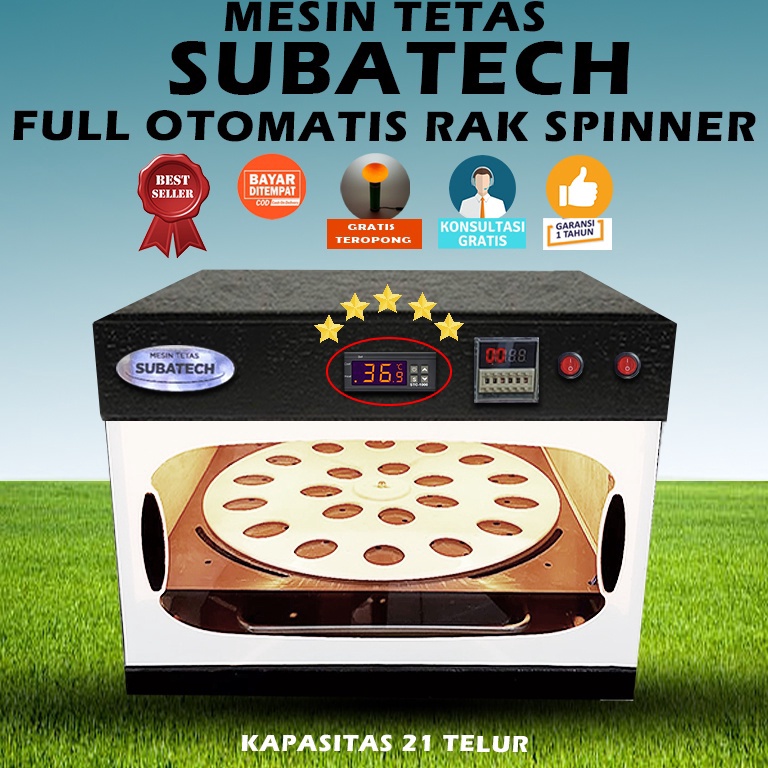 RECOMENDED| SUBATECH Mesin Tetas Telur Full Otomatis Kap.21 Rak Spinner Penetas Telur Otomatis