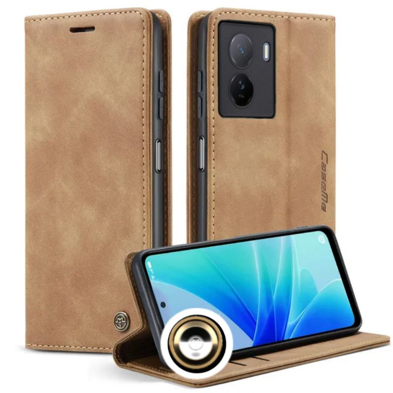 CASEME VIVO iQOO Z7 5G Slim Folio Flip PU Leather Wallet Case Cover with 2 Cards Slot