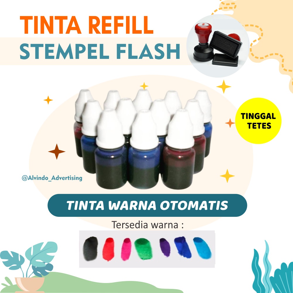 

TINTA REFILL STEMPEL FLASH TERSEDIA BERBAGAI WARNA (TINGGAL TETES)