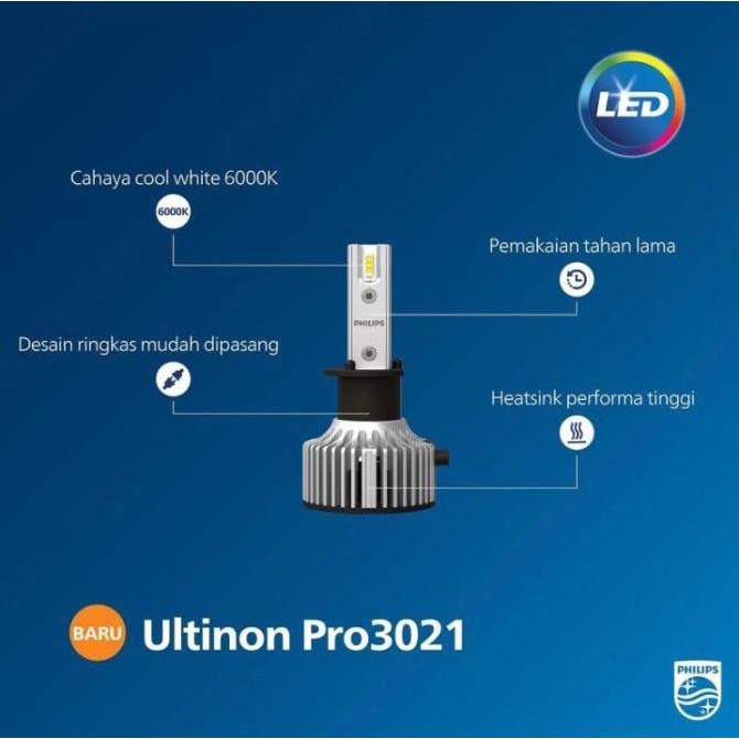 Bohlam Lampu Mobil Philips Ultinon Pro3021 H4 LED Cahaya Putih
