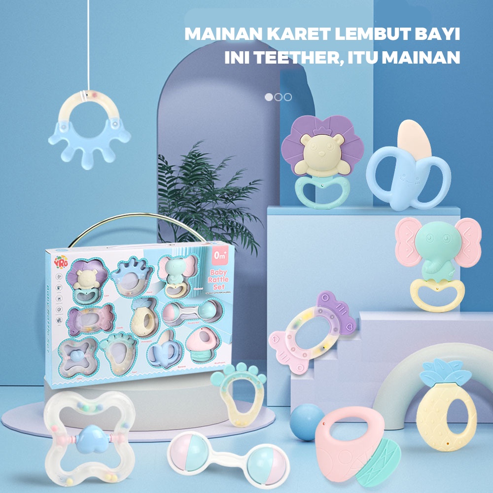Holiven Tangan mainan bayi baru lahir molar tongkat bisa direbus untuk menenangkan mainan bayi 36 bulan mainan bayi teether gigitan musik