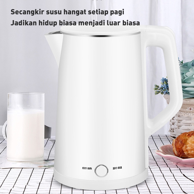 Holiven MALATA Electric Kettle / Pemanas Air Elektrik Stainless Steel 2.3L